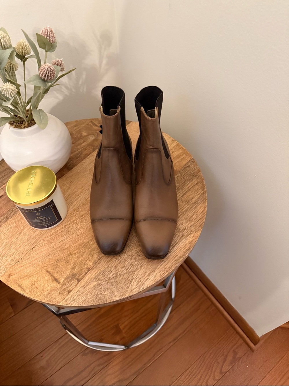 Massimo Dutti Brown Leather Chelsea Ankle Boots